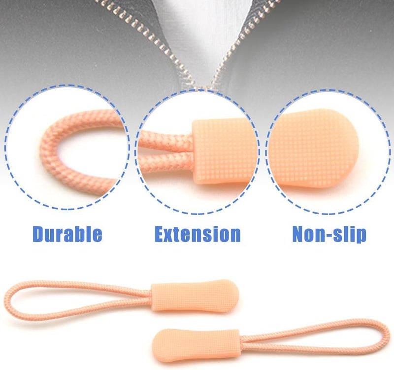 Ruidee 50 Pieces Zipper Pulls Zipper Tabs Zipper Pull Cord Extender Replacement Zipper Pulls for Backpacks, Jackets, Luggage, Purses, Handbags（Light Flesh Pink） - Image 3